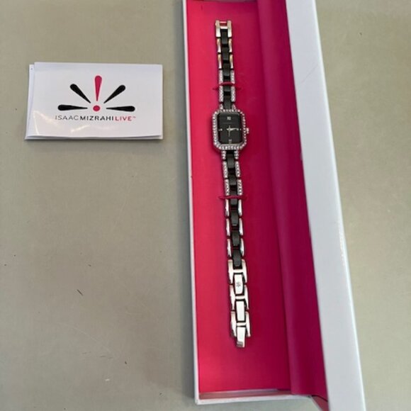 ISAAC MIZRAHI LIVE | Women's Black Ceramic and Crystal Bracelet Watch-NEW w/Box - Picture 2 of 13